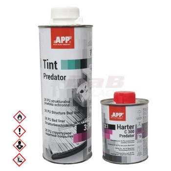 APP 2K-PU- Bed liner Beschichtung Unterbodenschutz Predator C300 Tönbar + Härter 0,8 Liter