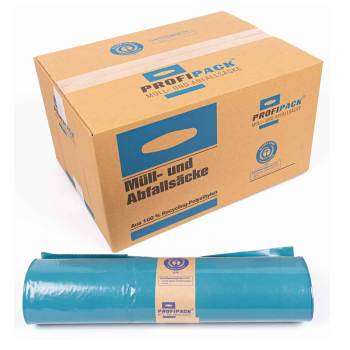 Preview: Müllsäcke 120 Liter, Typ 100, blau, extra stark 78 μ 15 Stück/Rolle