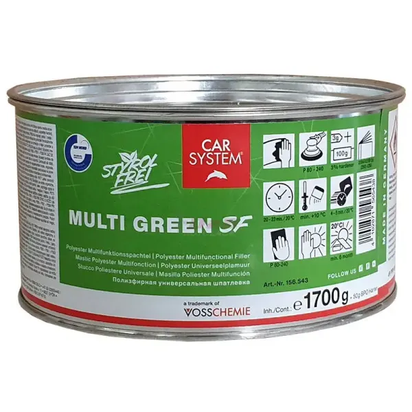 CarSystem Multi Green SF inkl. Härter Multifunktionsspachtel styrolfrei 1,75 Kg