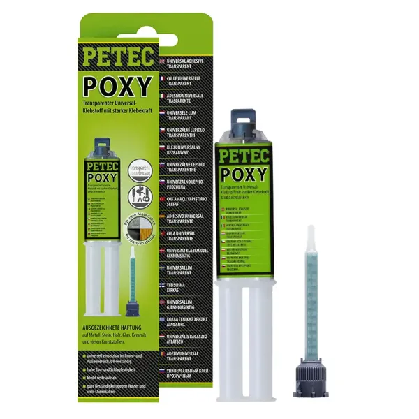 Petec Poxy transparenter 2K Universalklebstoff 24 ml Doppelspritze