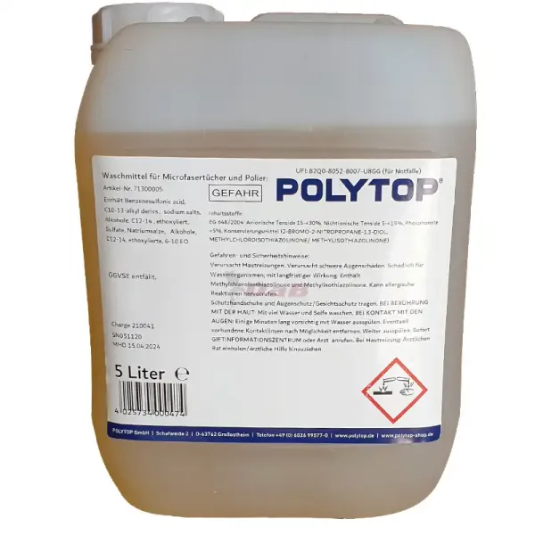 Polytop Waschmittel für Microfasertücher und Polierpads 5 L